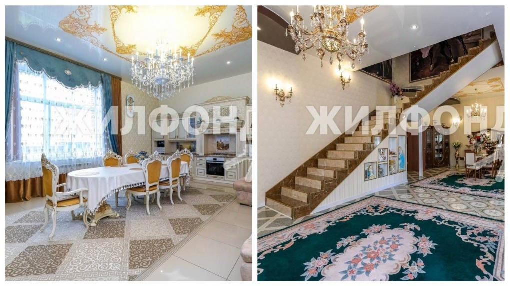 Трехэтажный коттедж за 33 млн рублей с золотыми потолками и башнями продают в Новосибирске