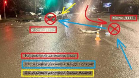 В Омске в ночном ДТП пострадали три машины и четыре человека