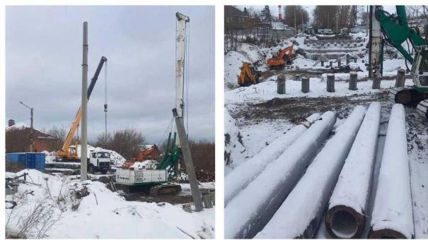 В Новосибирске начали устанавливать сваи для моста на улице Петухова