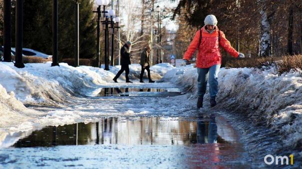 Скоро поплывём? В Омске в начале недели ожидается мощное потепление и дождь