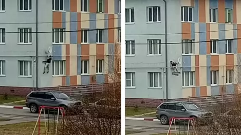 В Омске мужчина с ножом бегал по подъезду и лазил по газовым трубам