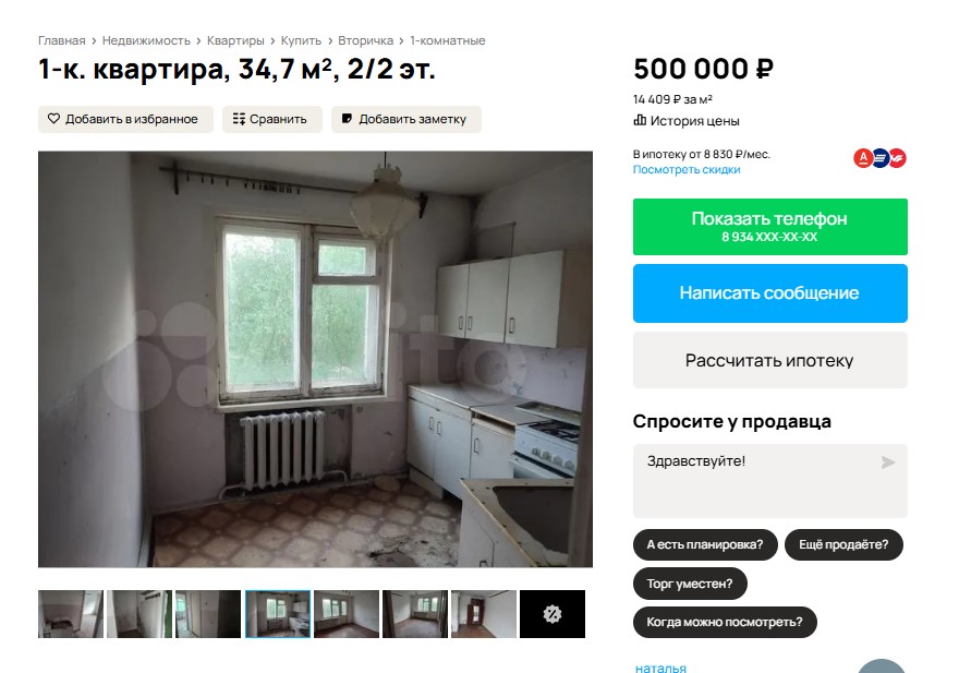 Под Омском продают квартиру с печкой по цене двух айфонов