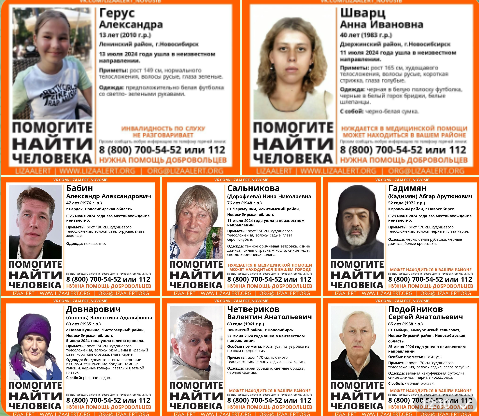 ДСО «ЛизаАлерт» продолжают поиски восьми новосибирцев пропавших в июле