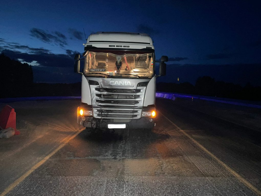 Тягач Scania сбил насмерть пешехода под Новосибирском. ФОТО