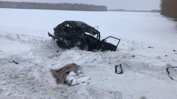 Один человек погиб, второй в реанимации. Под Омском легковушка залетела под большегруз