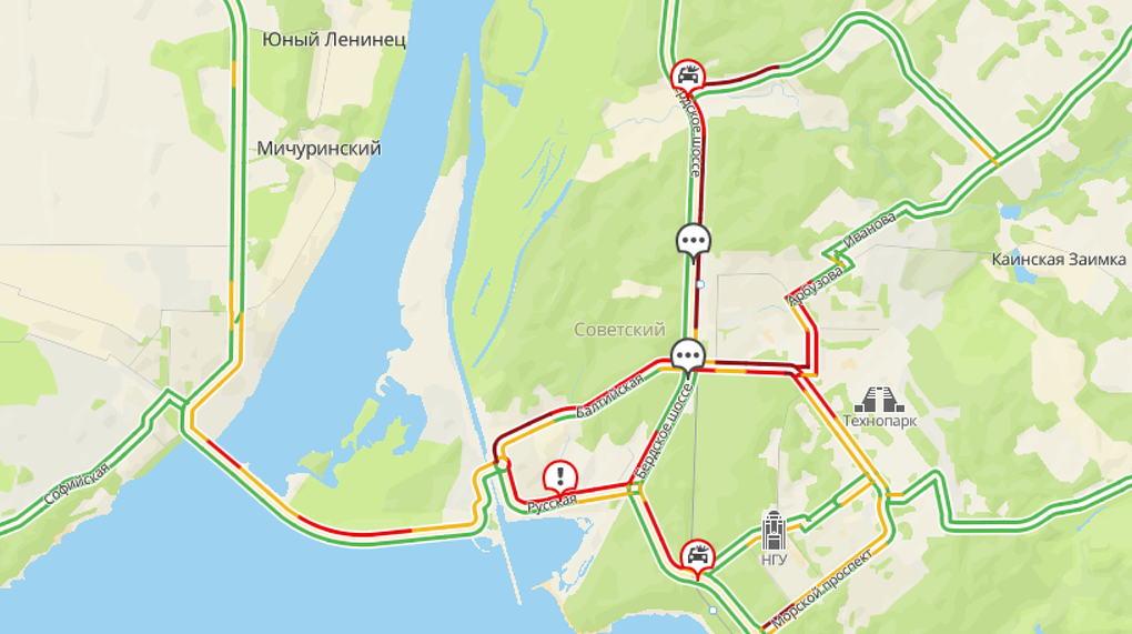 Пробки в 10 баллов сковали Новосибирск вечером 26 декабря